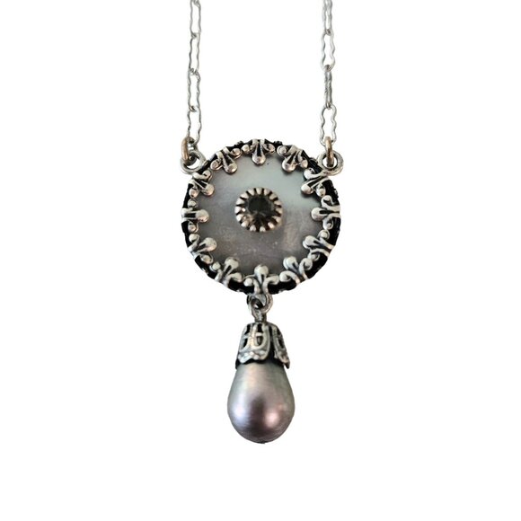 Liz Palacios Sterling Silver Paper Clip Chain Lavalier Pendant Necklace, L110 - Picture 4 of 9